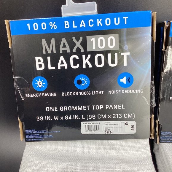 Max 100 Blackout 100% Noise Reducing Grommet Top 2 Panels White 38x84 Org $100 - Picture 2 of 9